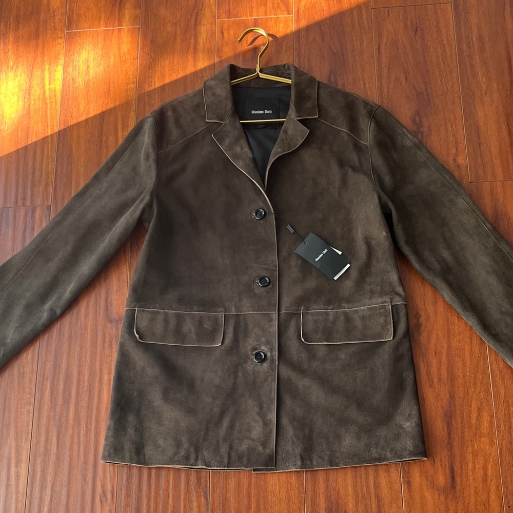 Massimo Dutti Women's Brown Suede Blazer